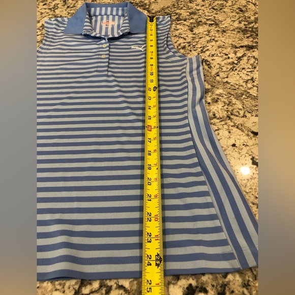Puma Women’s Sleeveless Collar Golf Polo Top Size XS Light Blue Striped EUC - Picture 7 of 14